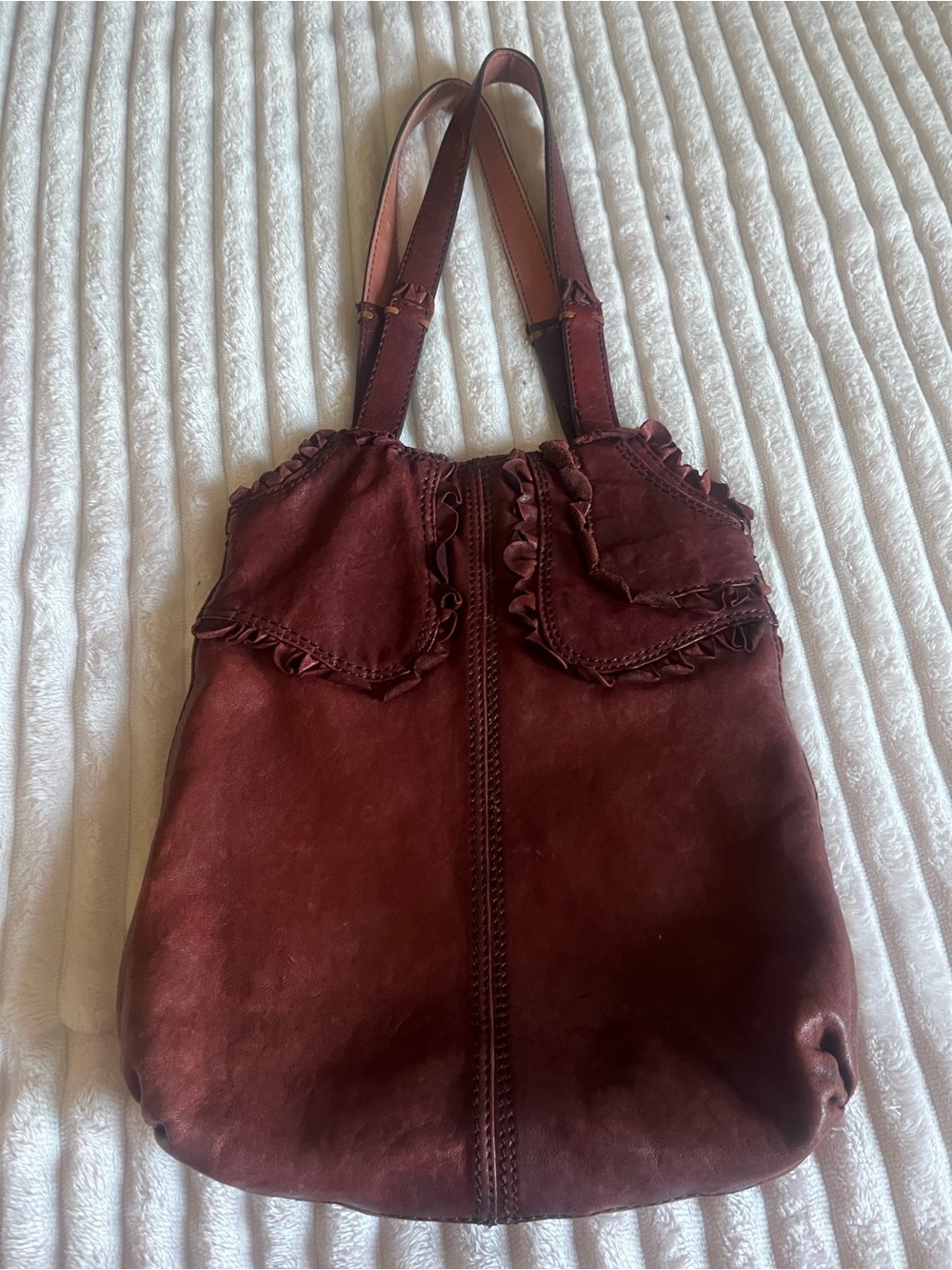 Lucky Brand Vintage Y2K lambskin Wine Red Shoulder Bag Purse Italian Leather